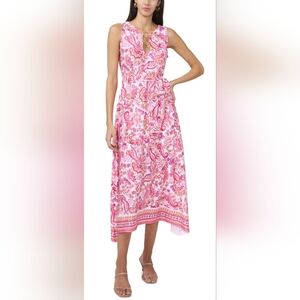 Womens MSK Sleeveless Dress Midi w/ O Zip Trim. Large